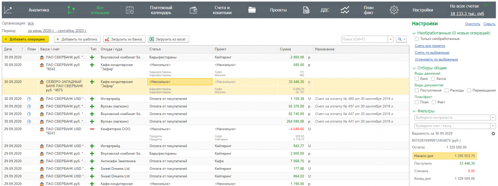 Все операции